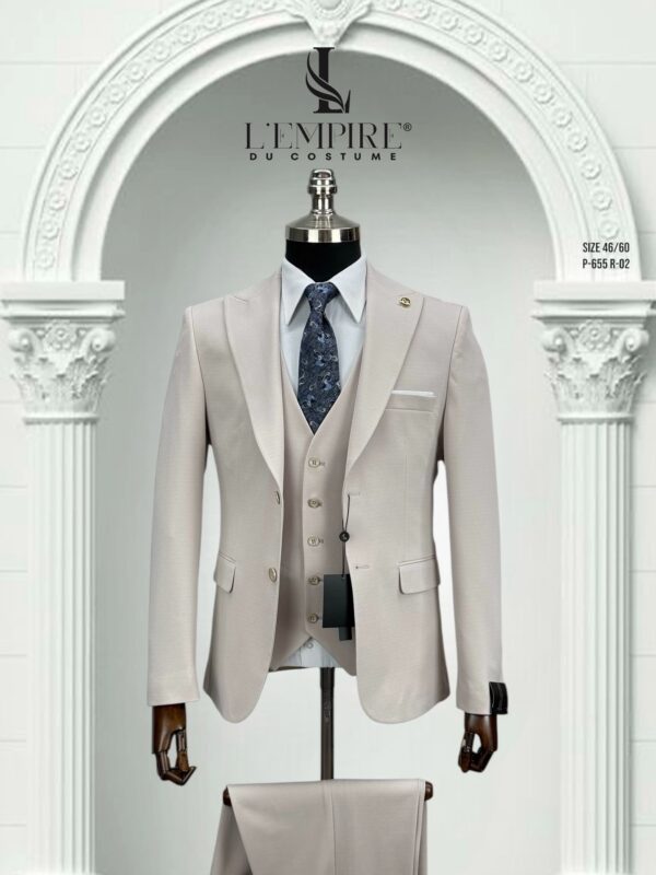 COSTUME 3 PIÈCES BEIGE GRIS