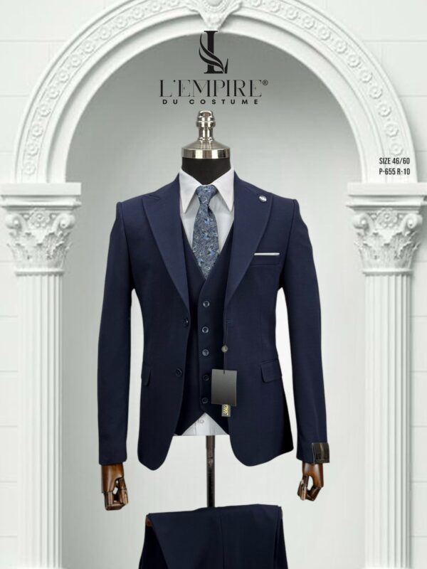COSTUME 3 PIÈCES BLEU NUIT  2 BOUTON