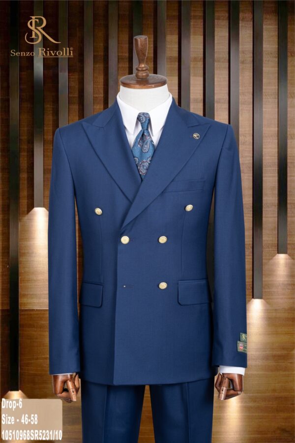 COSTUME CROISÉ BLEU ROI BOUTON DORÉ