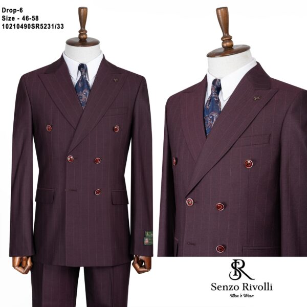COSTUME CROISÉ BORDEAUX RAYÉ