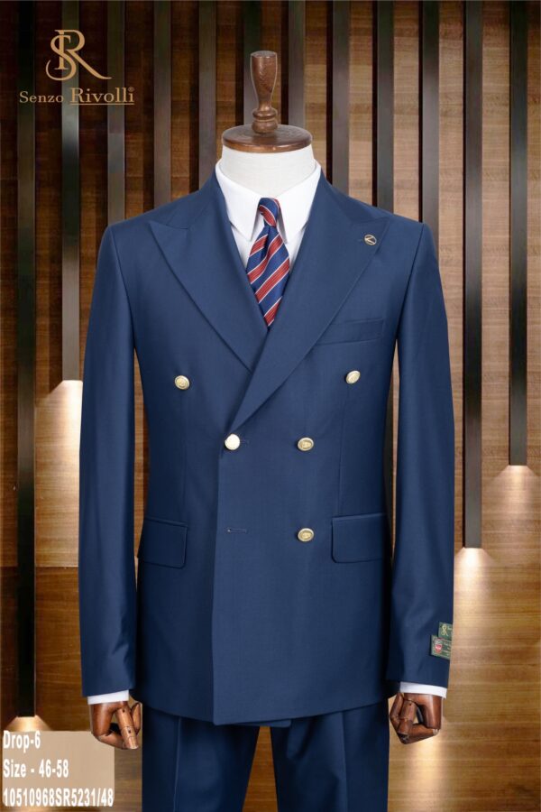 COSTUME CROISÉ BLEU MARINE BOUTON DORÉ