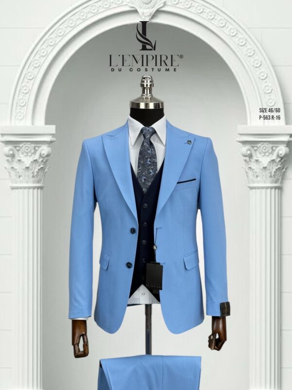 COSTUME 3 PIÈCES BICOLORE BLEU CIEL BLEU NUIT