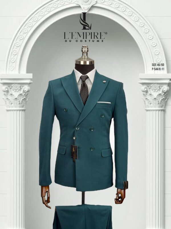 COSTUME CROISÉ BLEU CANARD FONCÉ