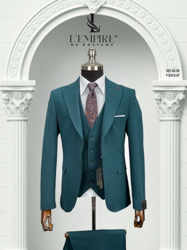 COSTUME 3 PIÈCES BLEU CANARD