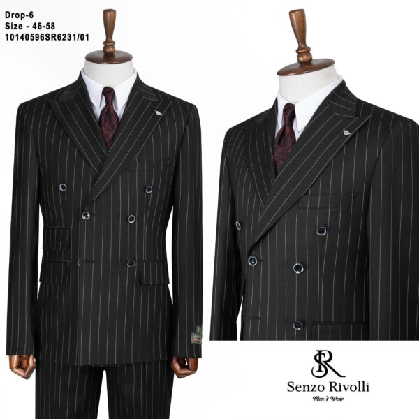 COSTUME CROISÉ RAYÉ NOIR