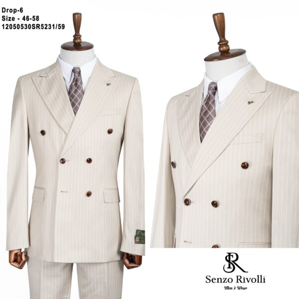 COSTUME CROISÉ RAYÉ BEIGE VANILLE