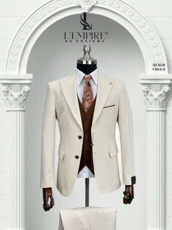 COSTUME 3 PIÈCES BICOLORE BEIGE MARRON