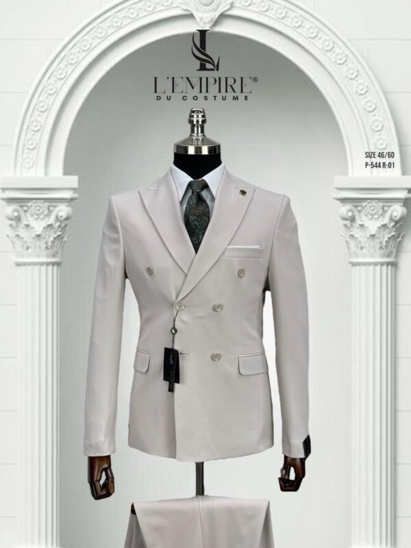 COSTUME CROISÉ BEIGE FONCÉ