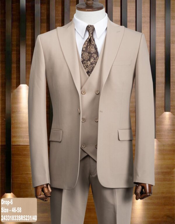 COSTUME 3 PIÈCES BEIGE FONCÉ