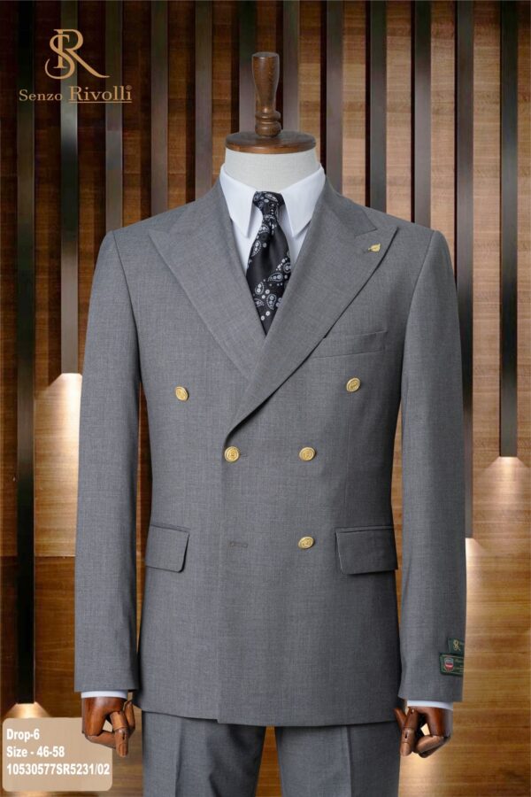 COSTUME CROISÉ GRIS FONCÉ BOUTON DORÉ