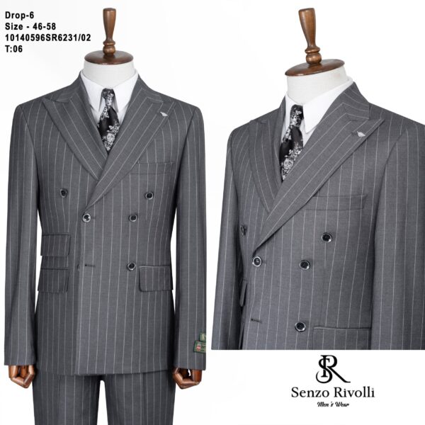 COSTUME CROISÉ RAYÉ GRIS ANTHRACITE