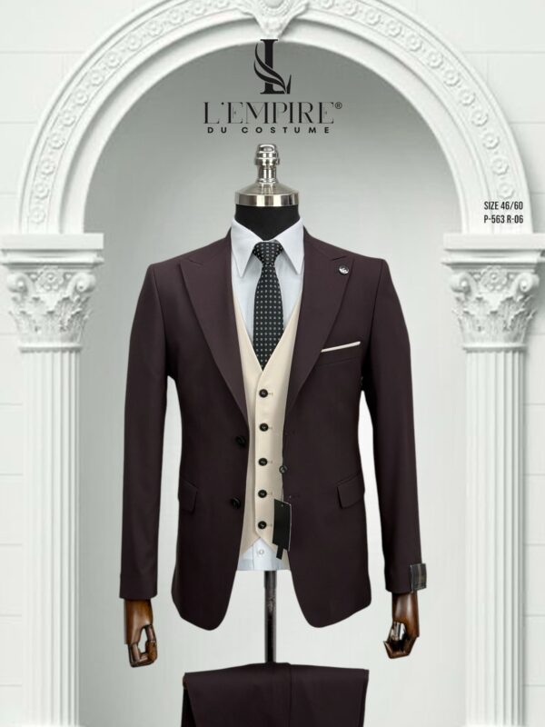 COSTUME 3 PIÈCES BICOLORE MARRON BEIGE