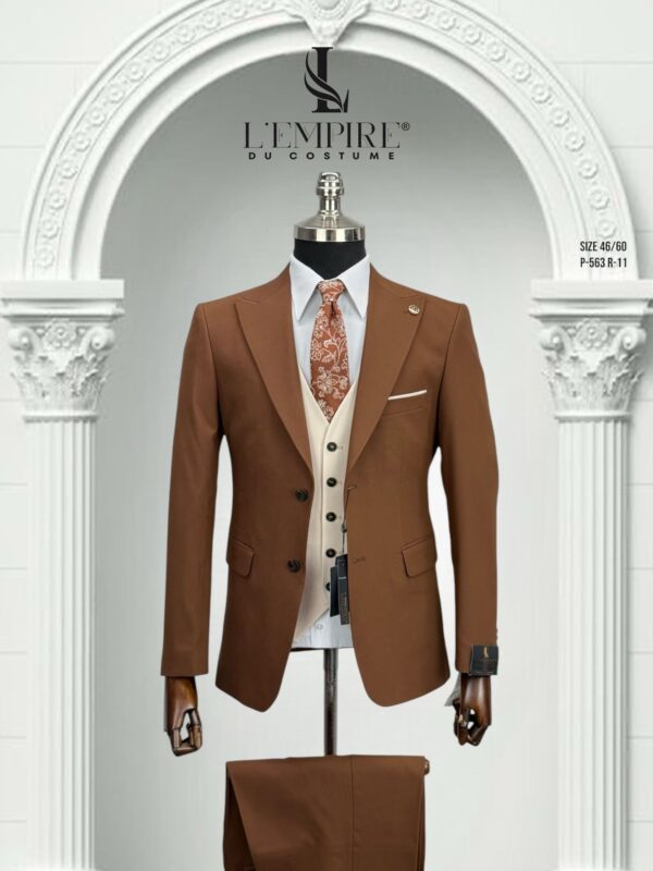 COSTUME 3 PIÈCES BICOLORE CAMEL BEIGE