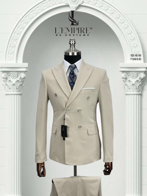 COSTUME CROISÉ BEIGE CHAMPAGNE