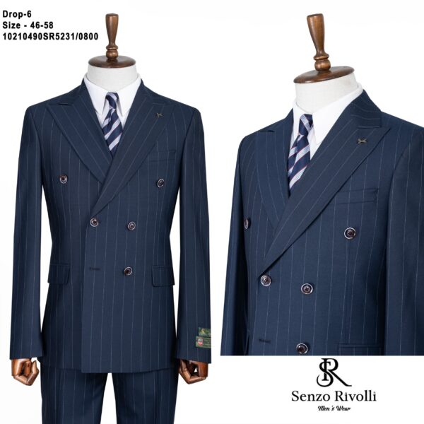 COSTUME CROISÉ RAYÉ BLEU NUIT