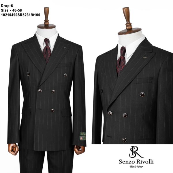 COSTUME CROISÉ RAYÉ NOIR